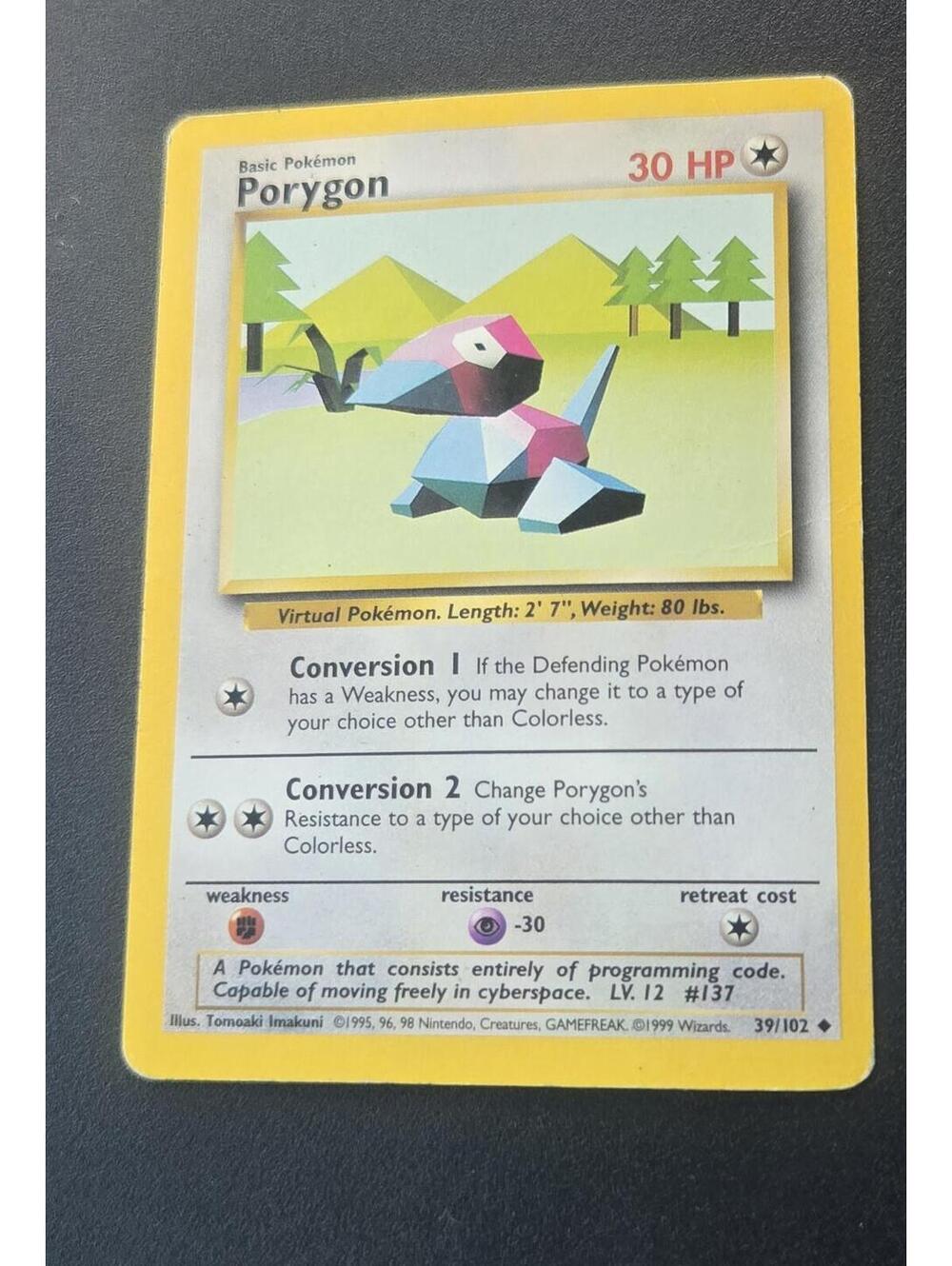 Porygon Basic Pokemon Card 30 HP